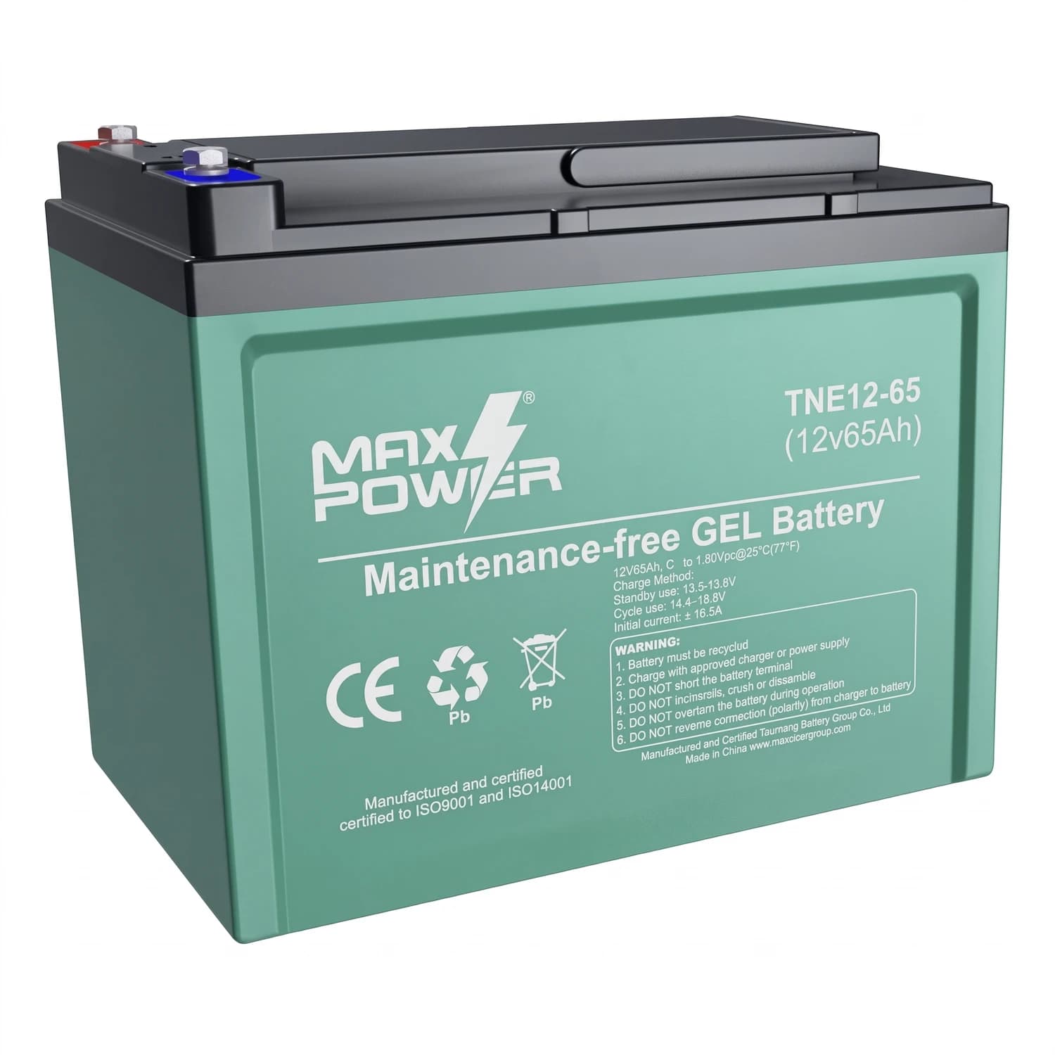 Batería de gel 12V 65Ah para vehiculos eléctricos TNE12-65 Maxpower