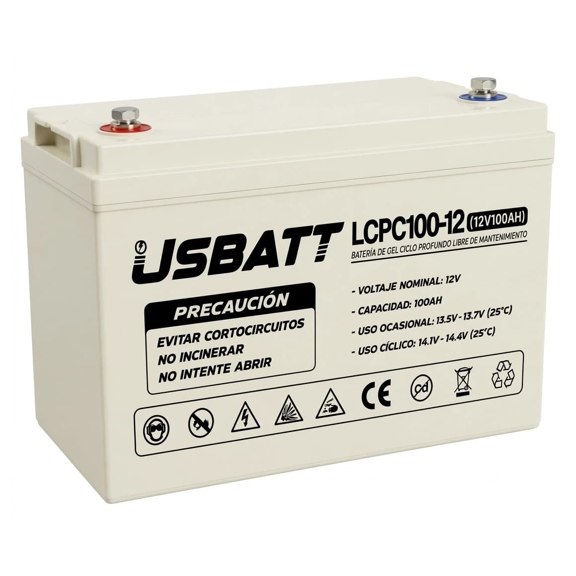 Batería de gel 12V 100Ah Usbatt