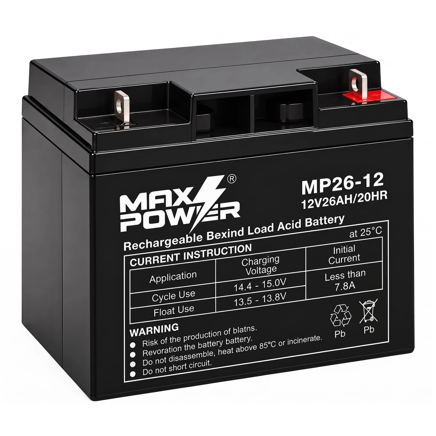 Batería AGM 12V 26Ah MP26-12 Maxpower
